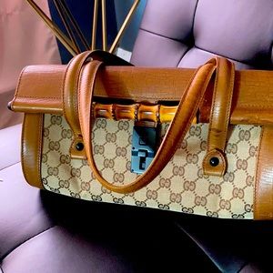 Gucci Bamboo mono print hand bag.